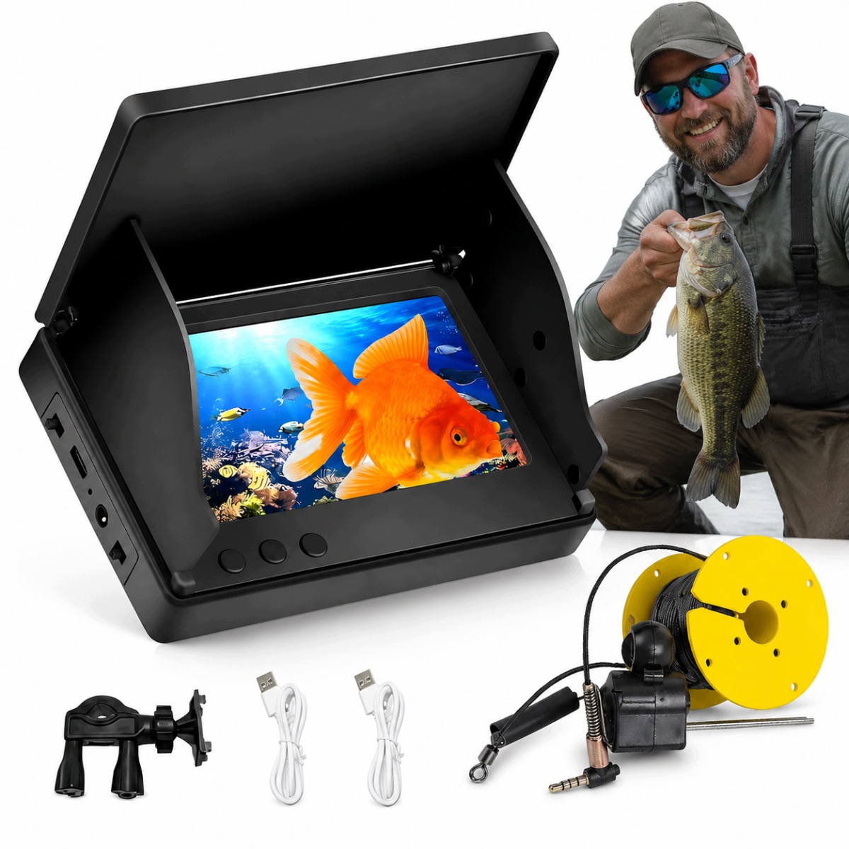 Kamera Wędkarska Podwodna 4.3" LCD Led Echosonda Hd 20m Do Łowienia Ryb