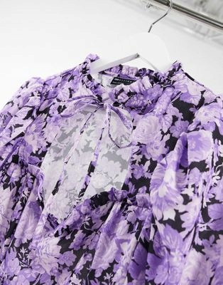 TALL KOSZULA DAMSKA FIOLETOWA KWIATY KLASYK 40 DUQ Płeć kobieta