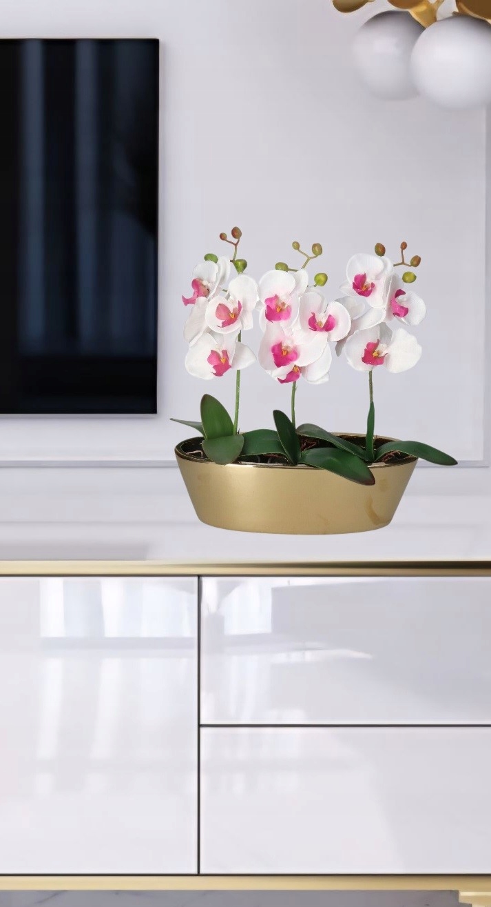 VIRÁGTARTÓ KERÁMIA FEDÉL ARANY MODERN NAGY Fajta kaspó