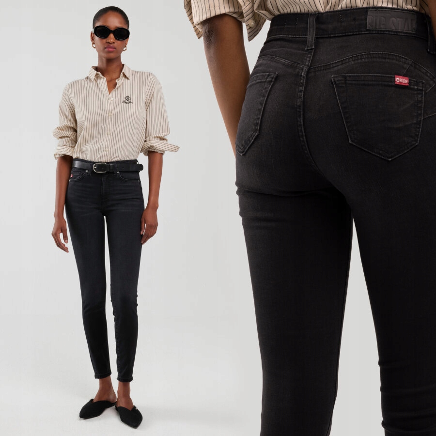 Big Star Dámské push up džíny šedé Melinda High Waist 895 28/30