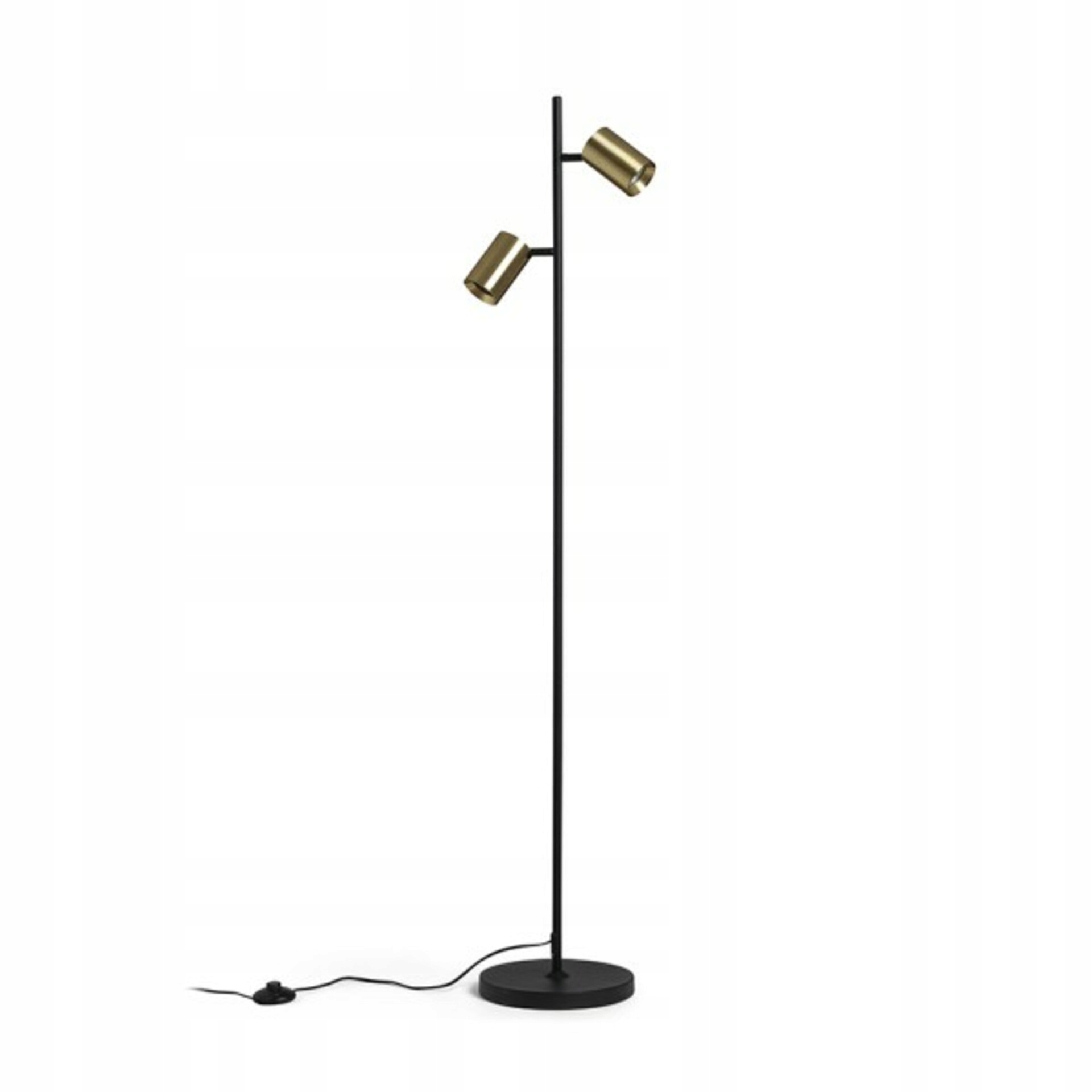 Stojanová lampa Rendl Flynn II čierna/česaná mosadz, 2x GU10, 144 cm