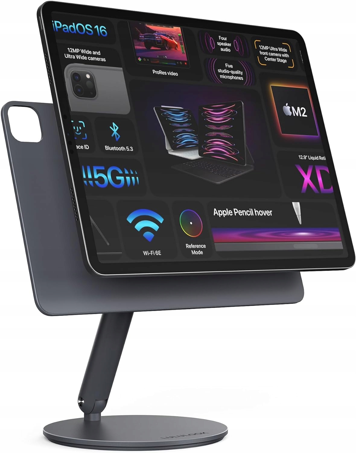 Otočná magnetická podložka Lululook pro iPad Pro, hliníková