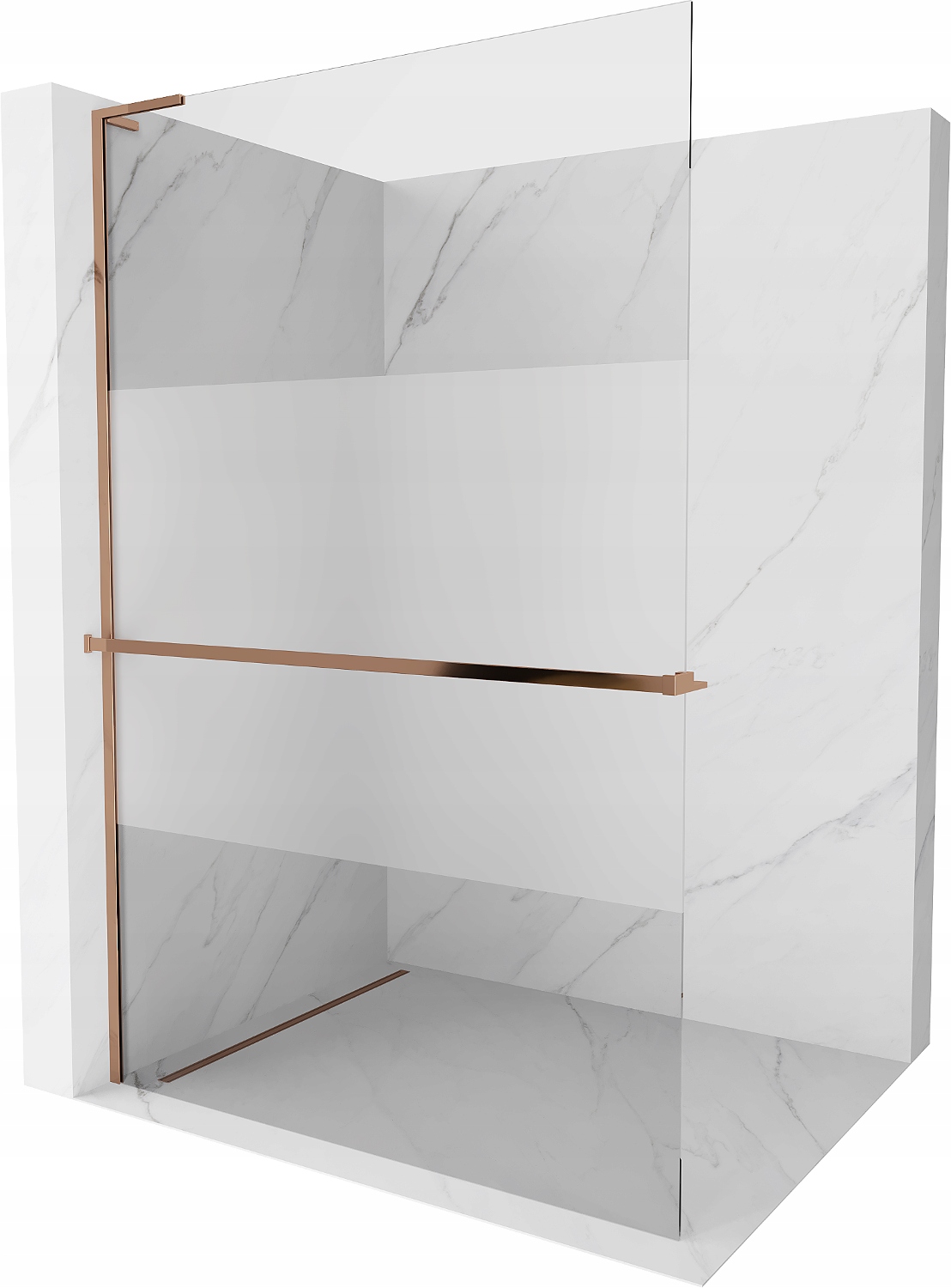 Mexen Kioto+ L Sprchová Stěna Walk-in 100x200cm Růžové Zlato