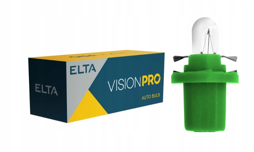 Elta Żarówka Z Oprawką Zielona 12V 2W B8.5d 10 Sztuk
