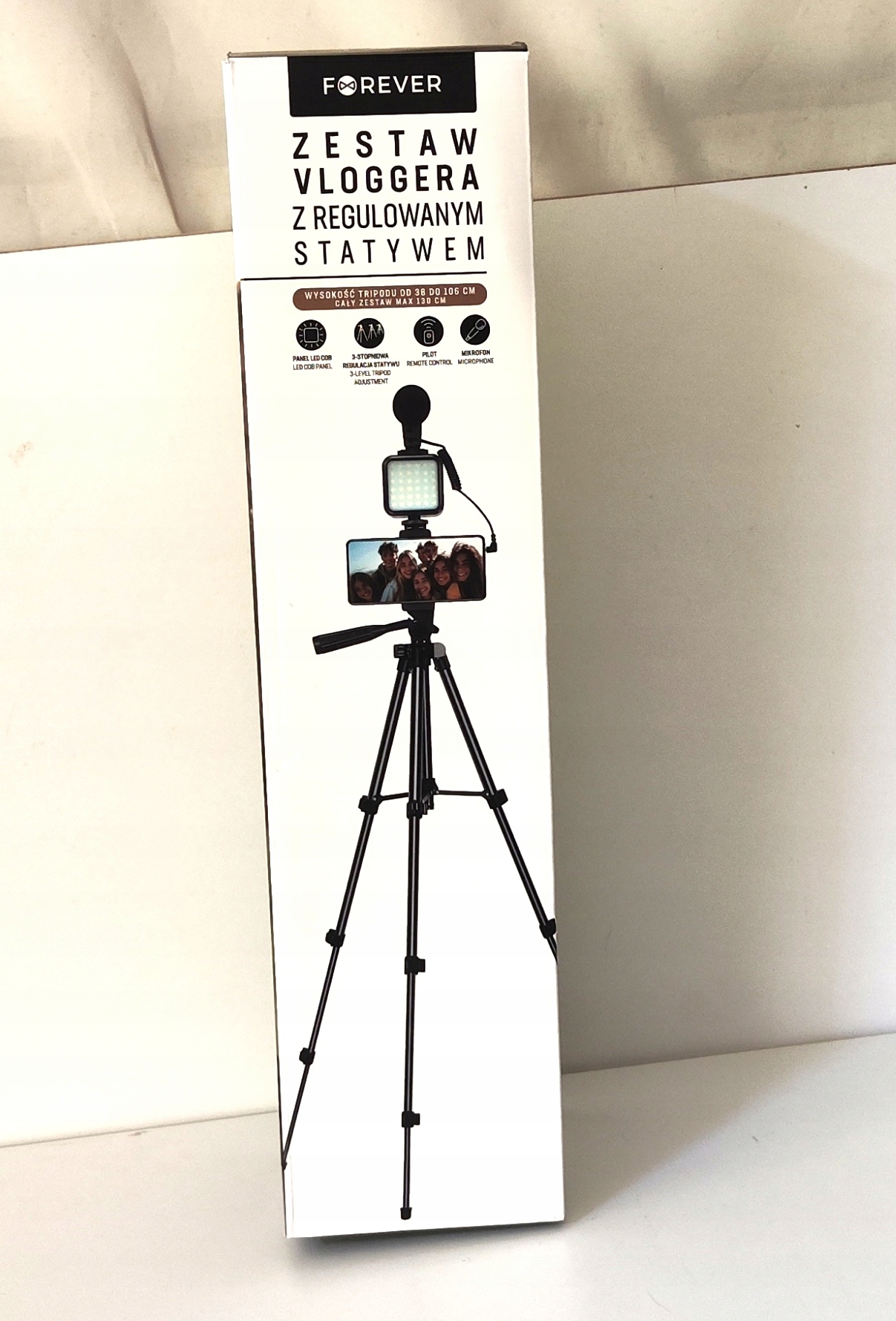 FOREVER ZESTAW DLA VLOGGERA Z REGULOWANYM STATYWEM