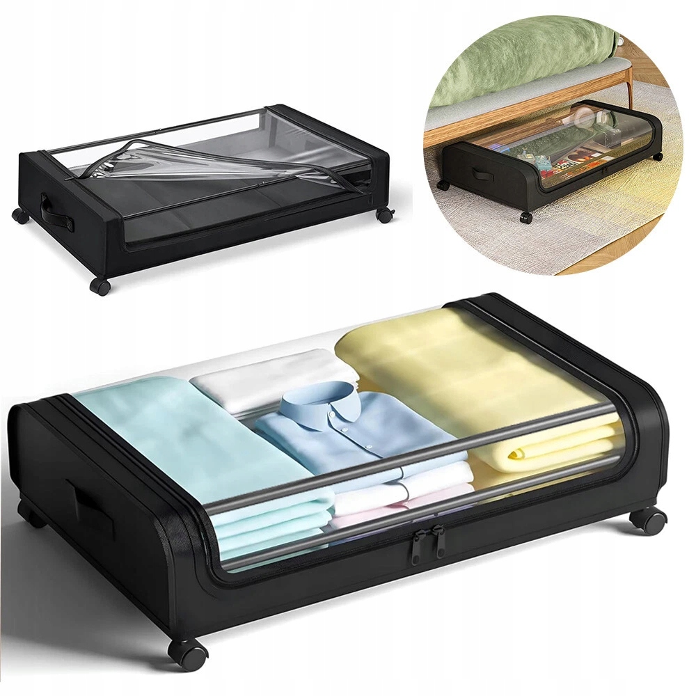 Organizér, Kontejner Na Kolečkách Pod Postel, Skříň, Černý