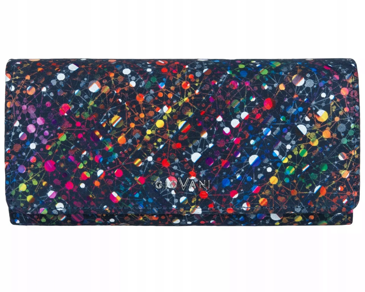 Dámská velká kožená peněženka Wendy Giovani Rfid, s puntíky, tmavě modrá