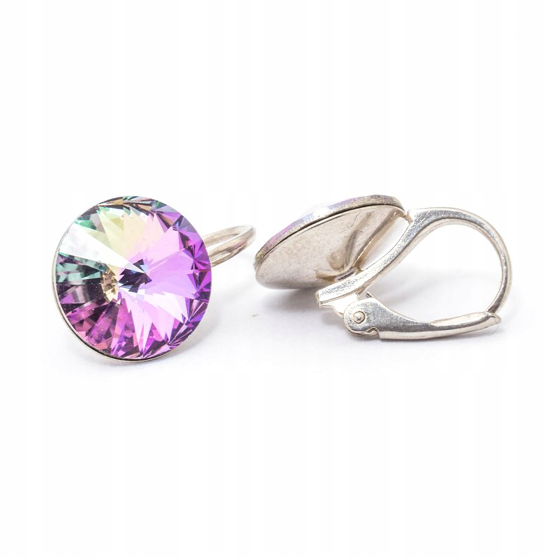 

Srebrne 925 kolczyki z kr. Swarovski Rivoli 12 VL