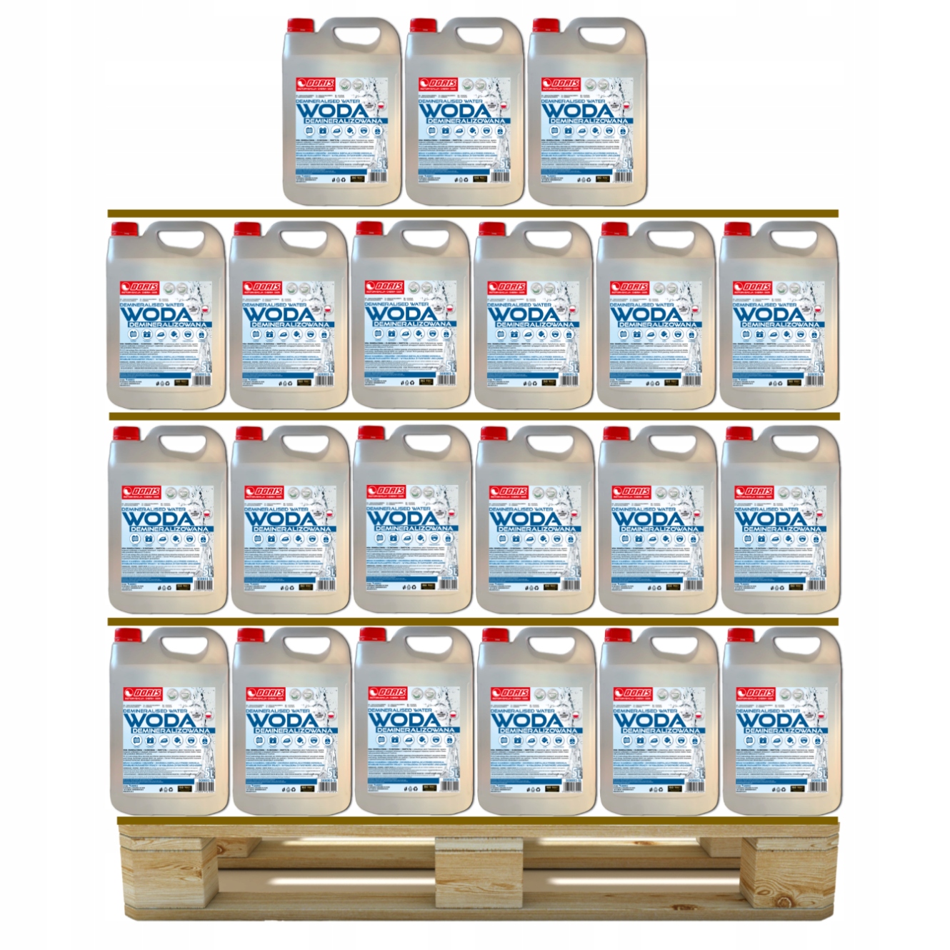 Demineralizovaná voda Doris 660 l Paleta 132 ks x 5 l