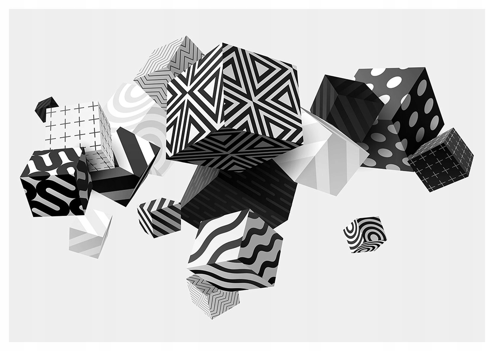 Tapeta Černé bílé krychle abstrakce 400x280 pro loft minimalismus lepidlo