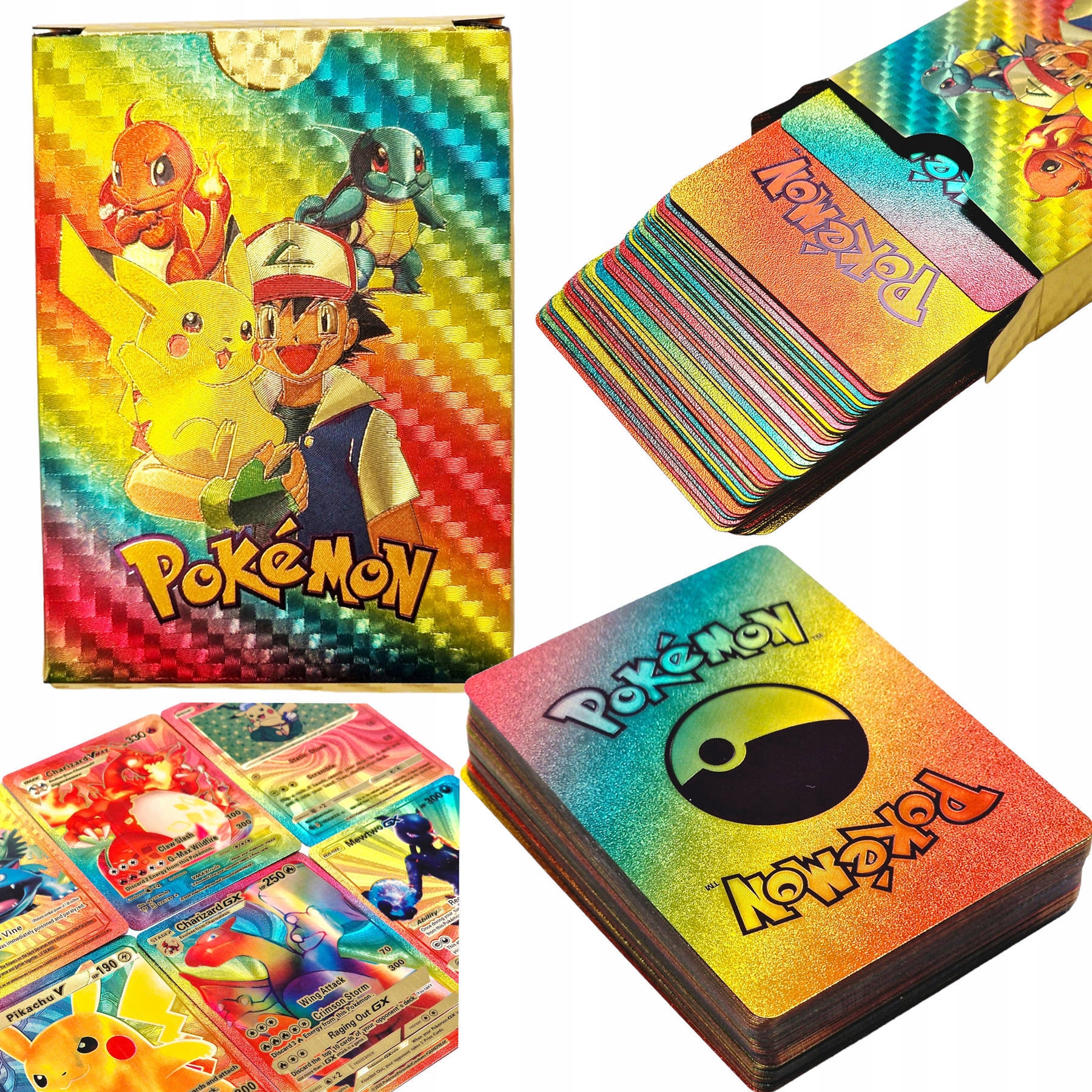 

Pokemon Kolekcjonerskie Karty Rainbow 55 Szt Złote