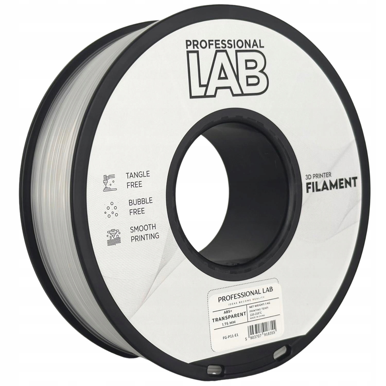 Filament Prof. Lab Abs+ Transparent Bezbarwny Wytrzymały Inżynieryjny 1.75m