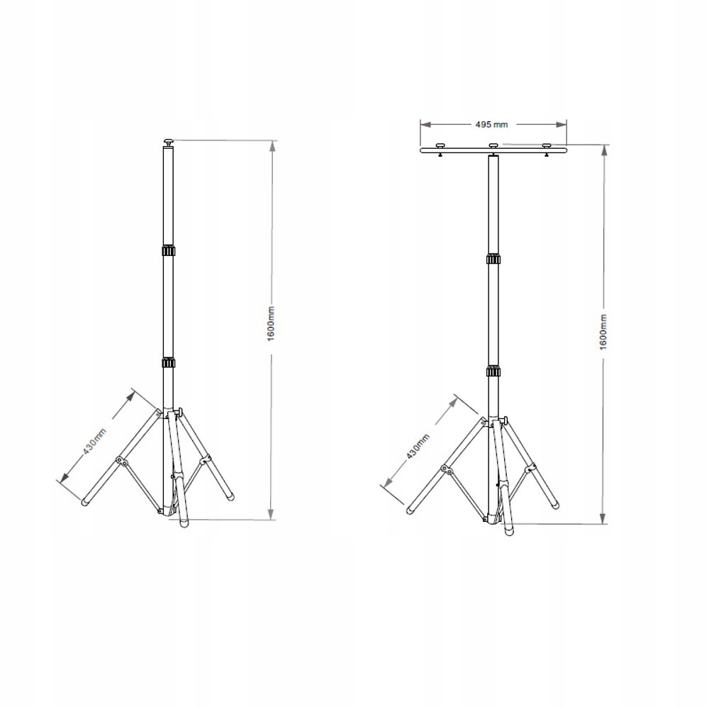 Statyw regulowany 1.6m na 2 lampy Kod producenta RTV0800005