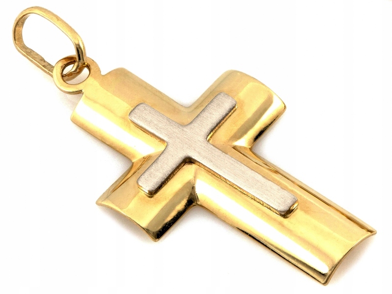 Zlatý křížek 14k 1.47g bez obrázku se saténovou povrchovou úpravou jako dárek