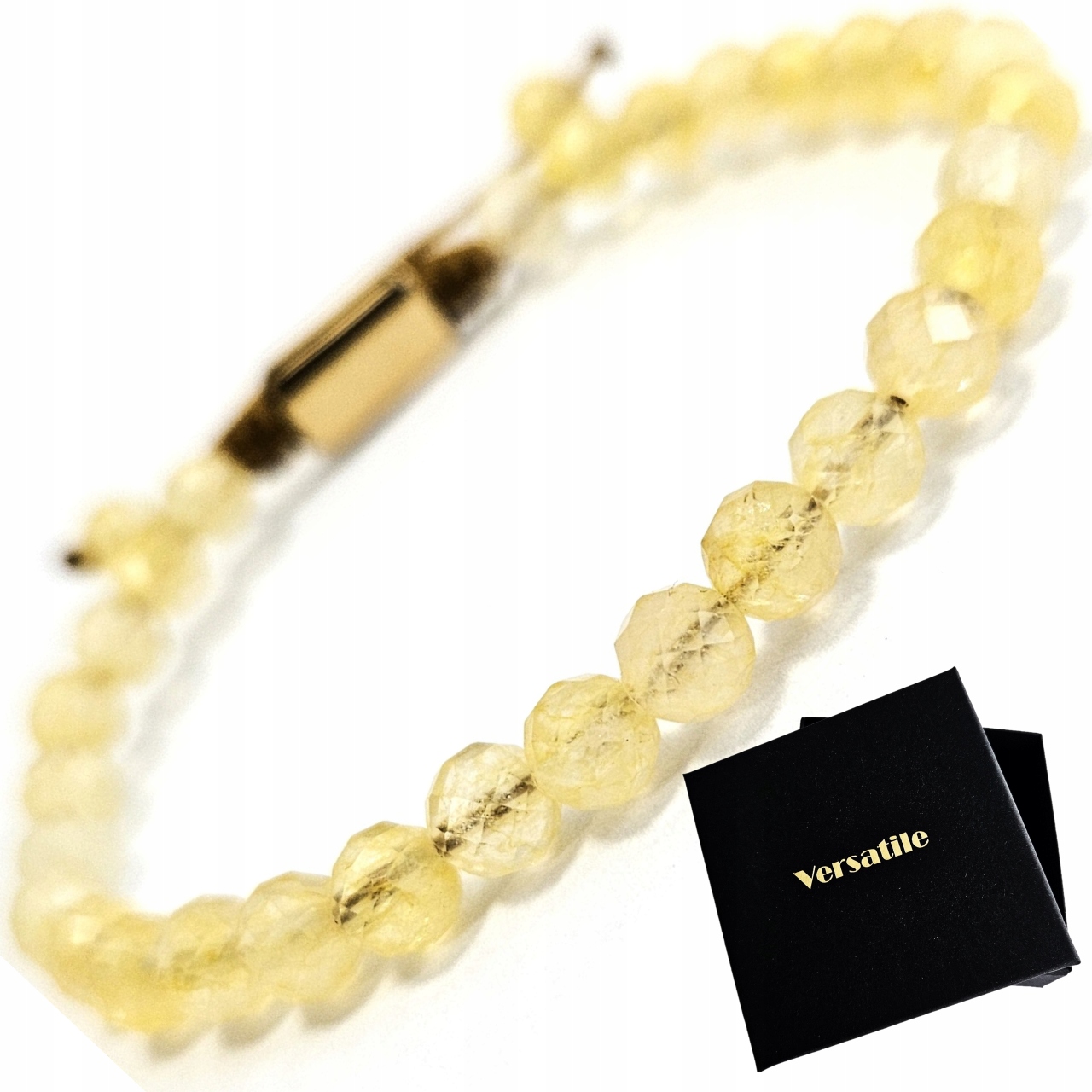 Piękna Regulowana Bransoletka Naturalny Cytryn Versatile