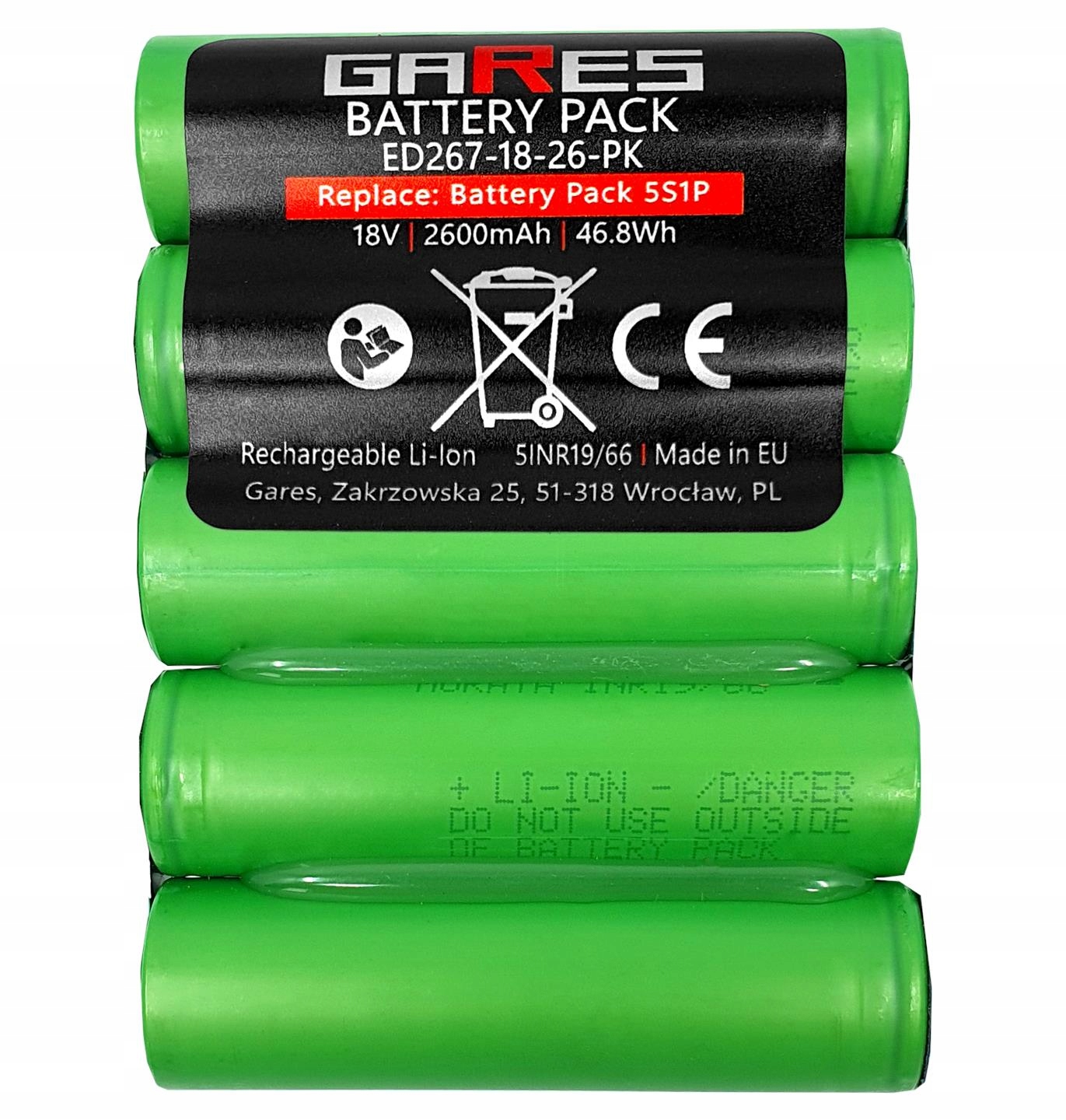 Baterie Akumulátor Vysokoproudový balíček VTC5 5S1P 18V 2,6Ah