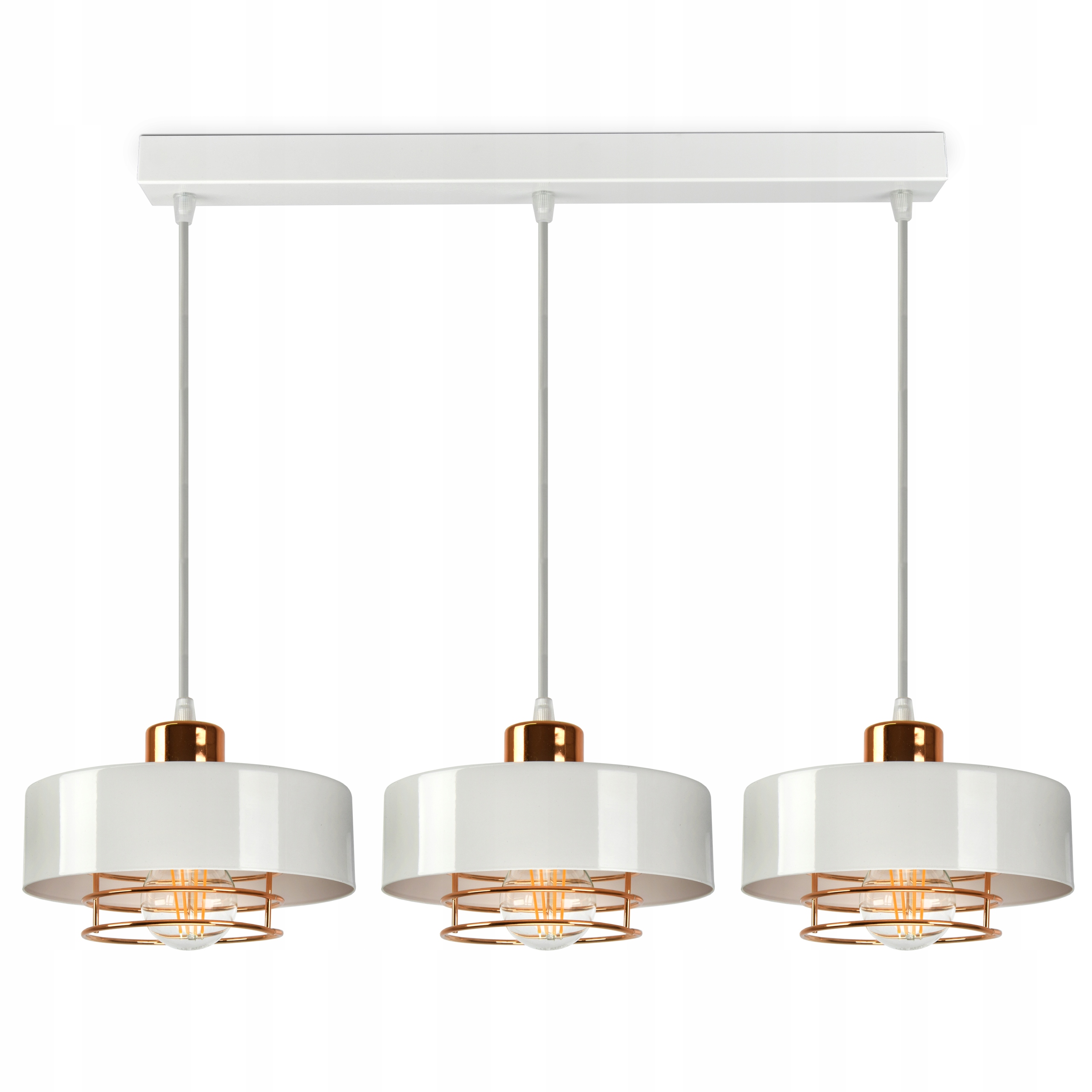 

Lampa Wisząca Sufitowa Żyrandol Biała Miedź Loft