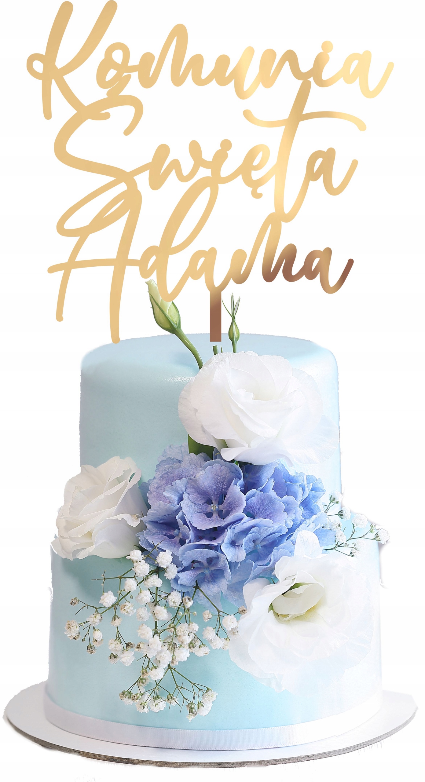 

Topper Na Tort Komunia Święta Imię Złoty Lustro