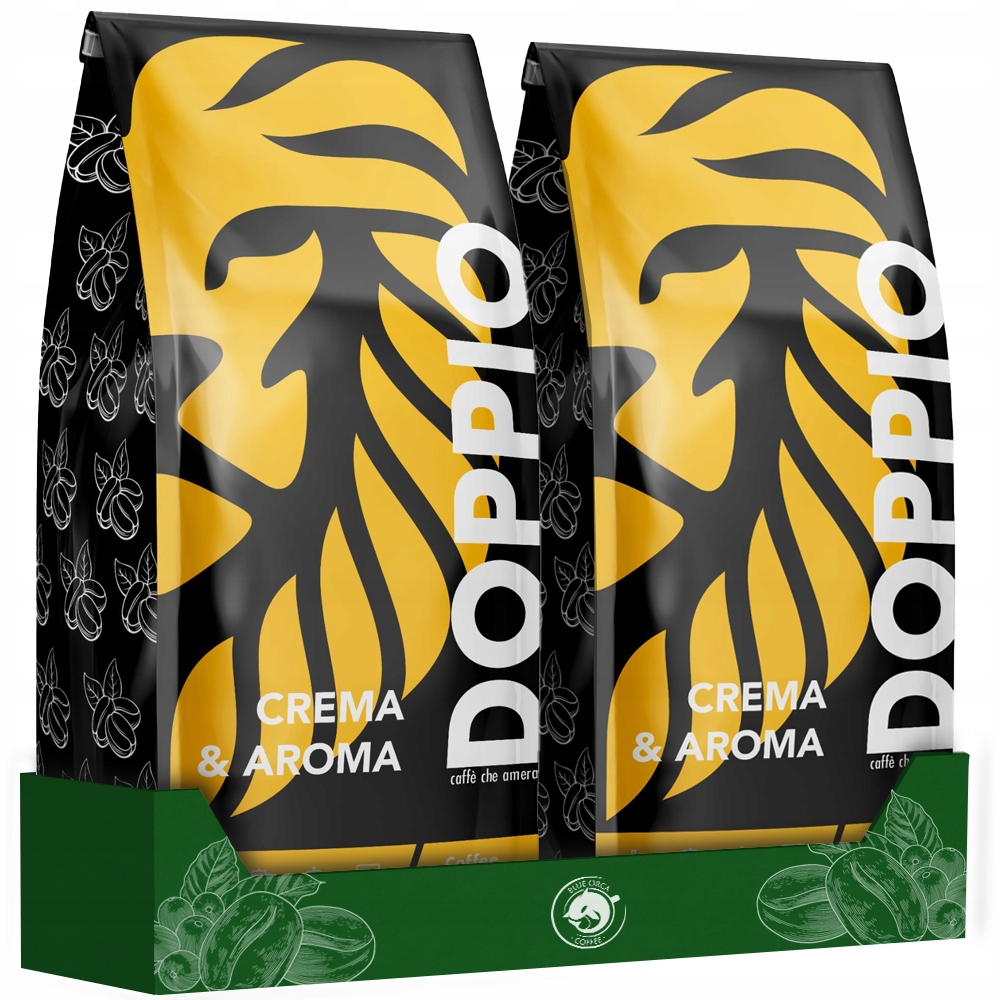 Levně Káva zrnková 1kg x2 Doppio Crema &aroma- Čerstvě Pražená Blue Orca Coffee