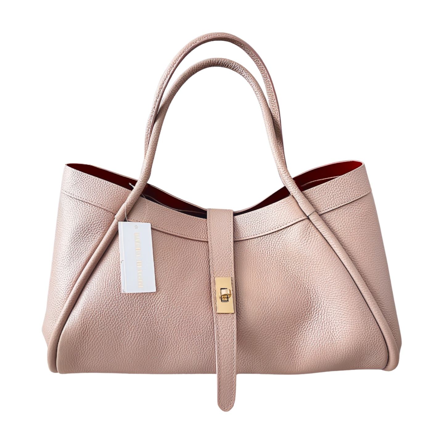 Laura Biaggi kožená kabelka shopper růžová