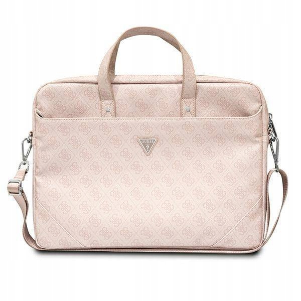 Pouzdro na Notebook 16" Guess Saffiano 4G Hot Stamp Triangle Logo růžové