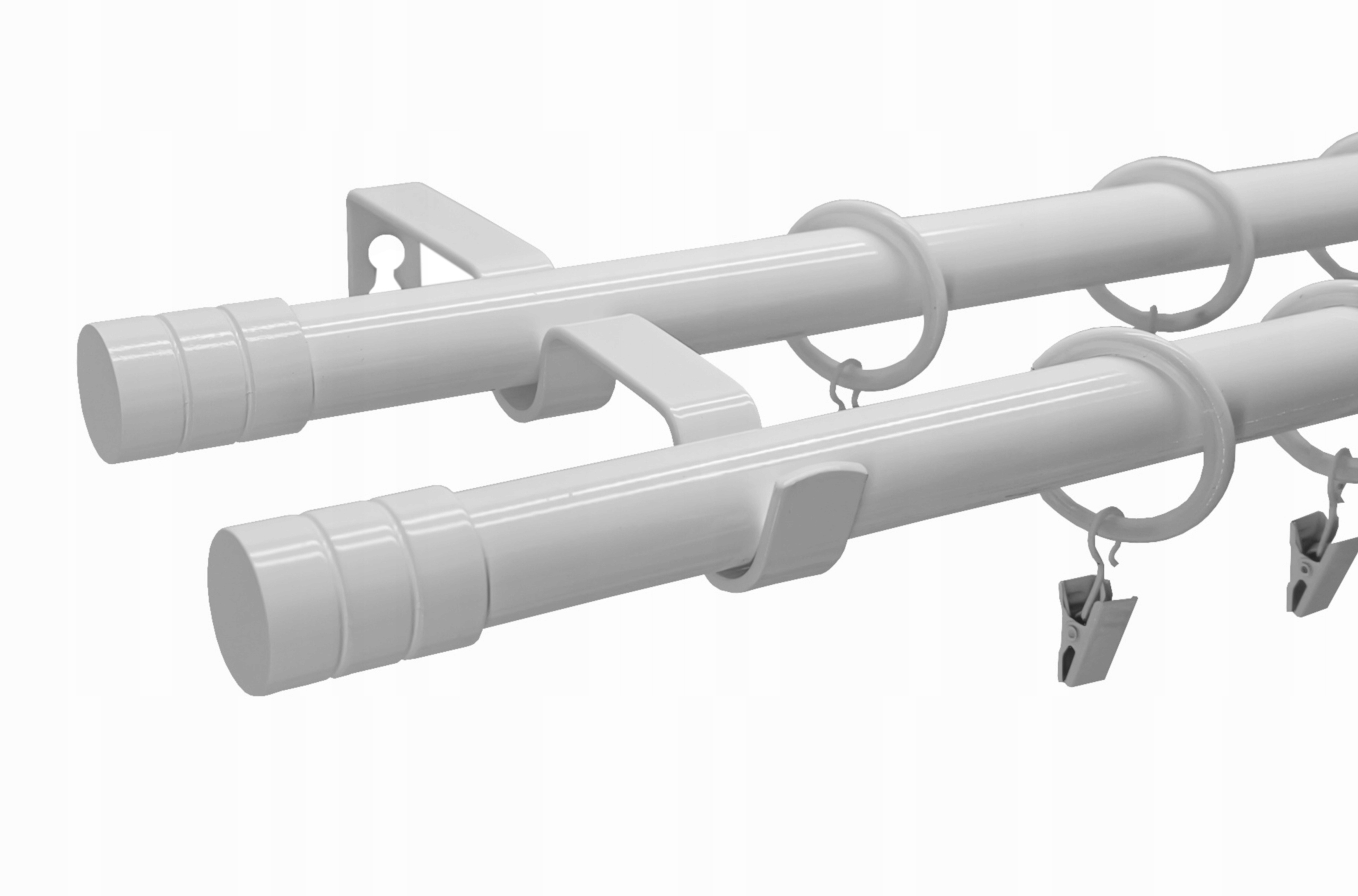 Garnýž Dvojitá Kovový loft barva bílá mix koncovek 19+19 mm 340 cm