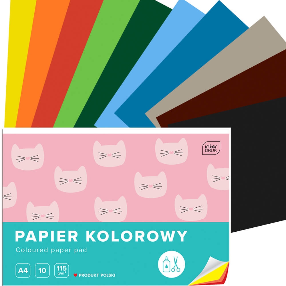 

Papier Kolorowy, A4, 10 Kartek, 115G, Interdruk