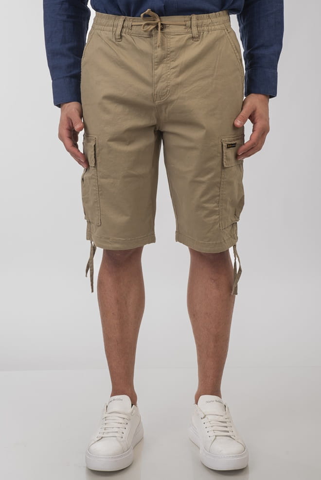 Pánské šortky Kapsáče Béžové Double Velké velikosti