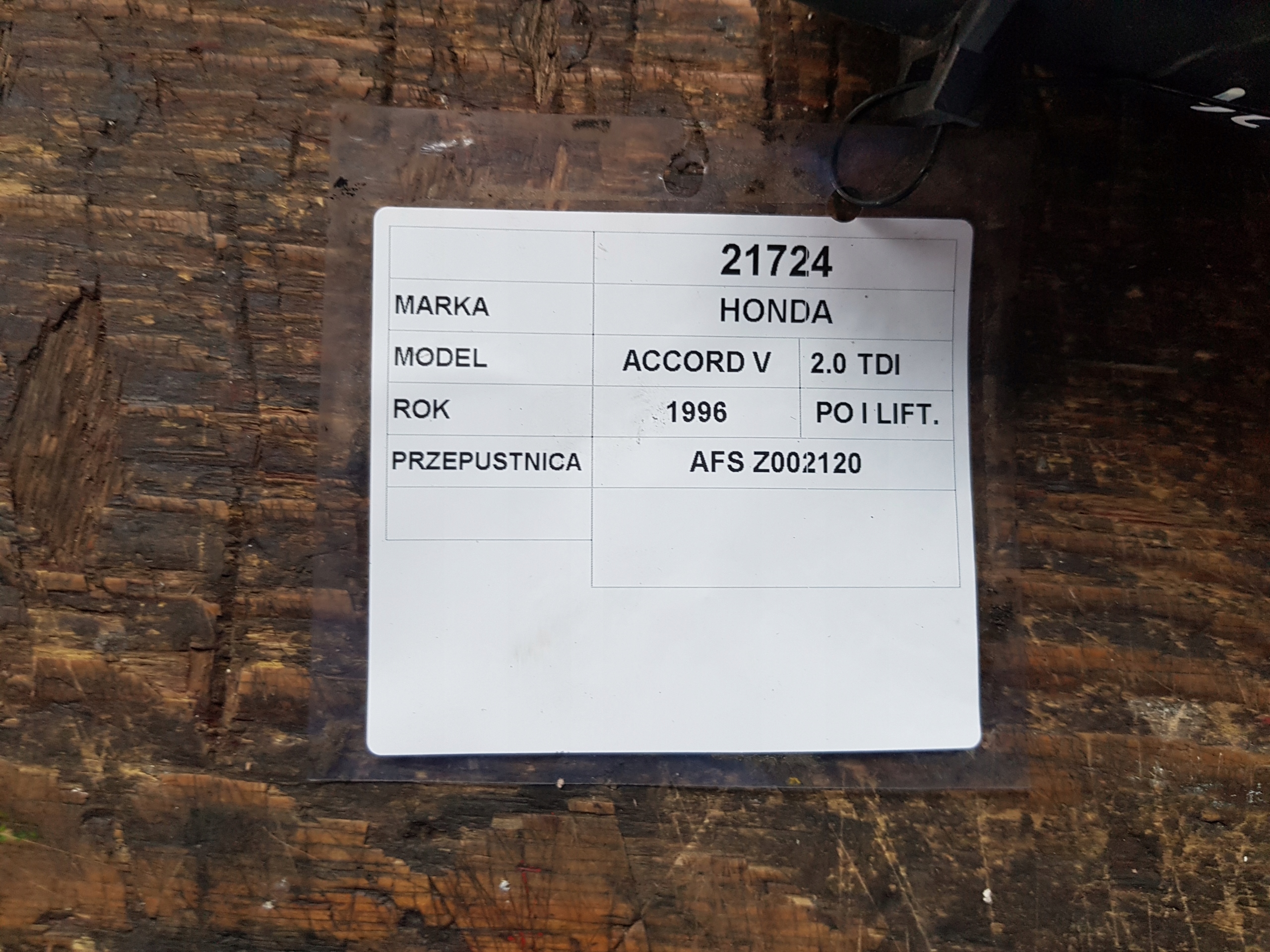 Honda Accord V 2,0 TDI flow meter AFSZ002120