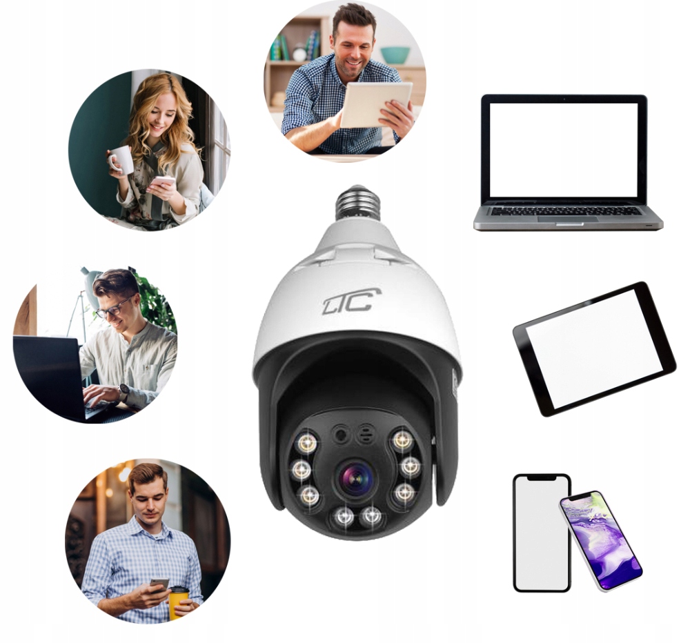 KAMERA OBROTOWA ŻARÓWKA E27 WI-FI 5Mpix ZEWNĘTRZNA Obudowa inna