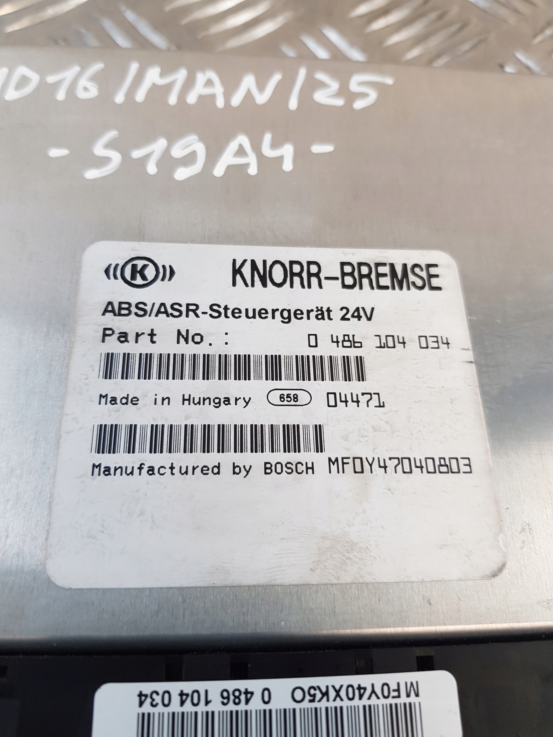 control unit ABS/ASR KNORR-BREMSE 0486104034