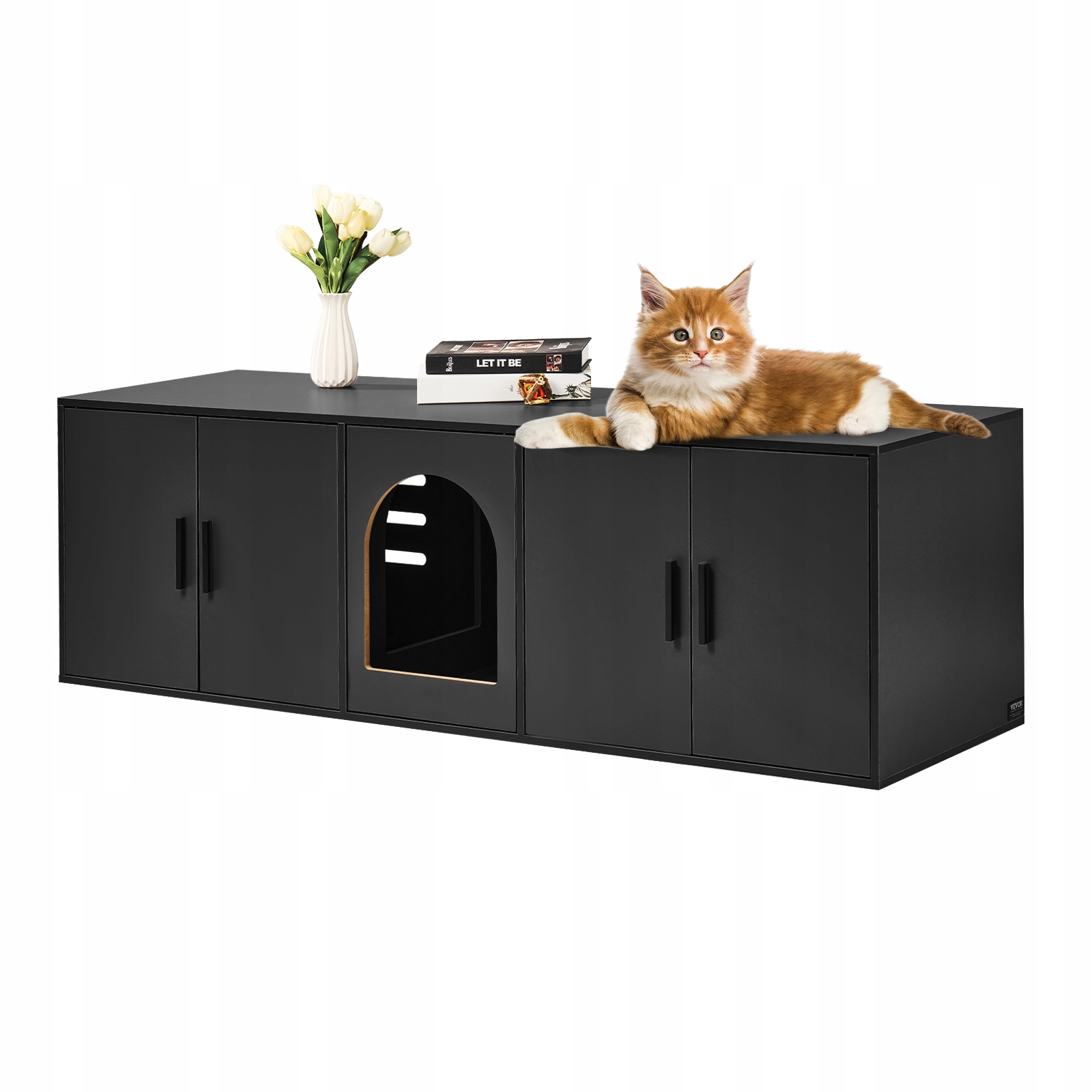 Levně Skříňka Pro Kočky Vevor 1.47X0.46X0.45 M Kočičí Toaleta Nejvyšší Kvalita Černá