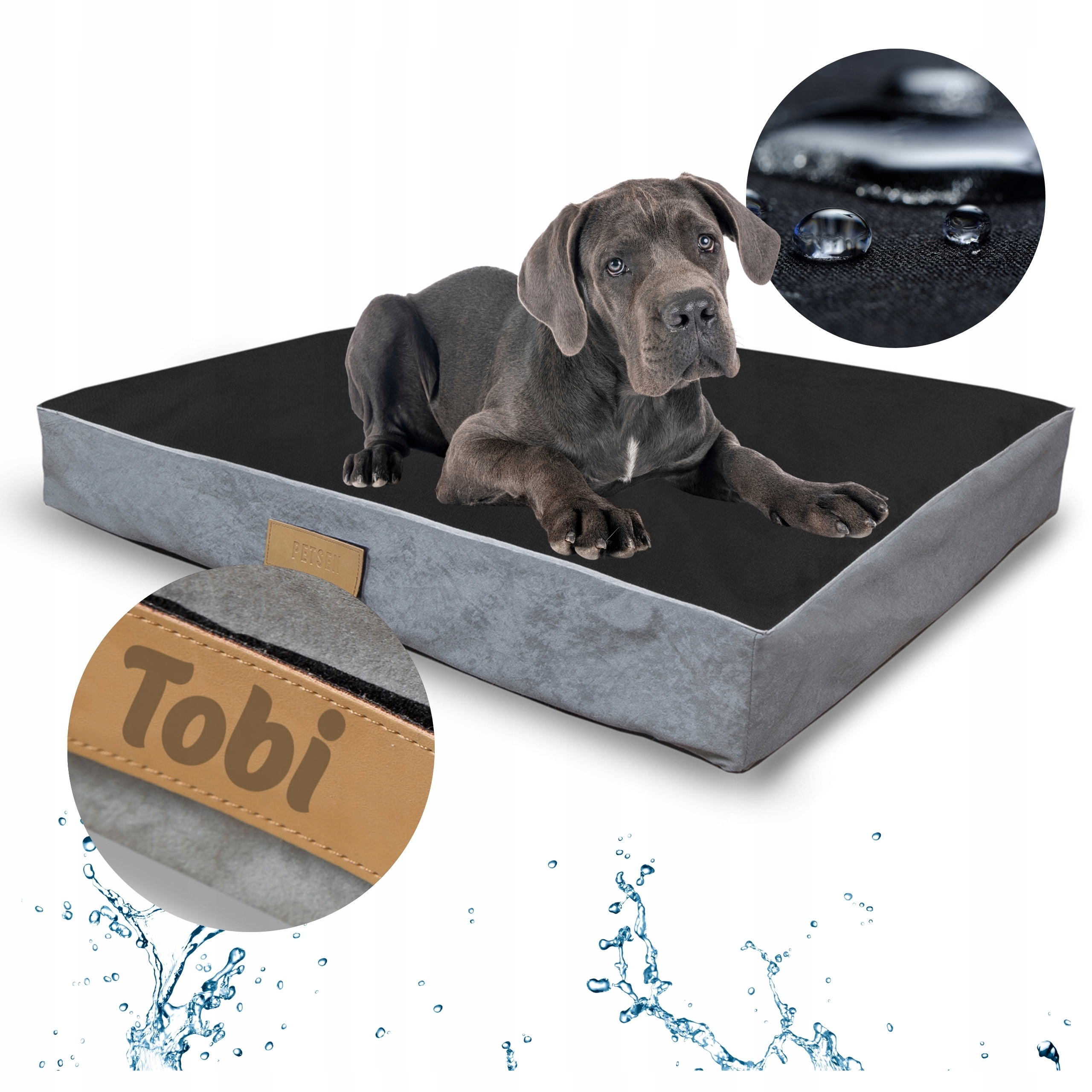 Legowisko dla psa Posłanie XXL Wodoodporne Materac z Grawerem 110x90