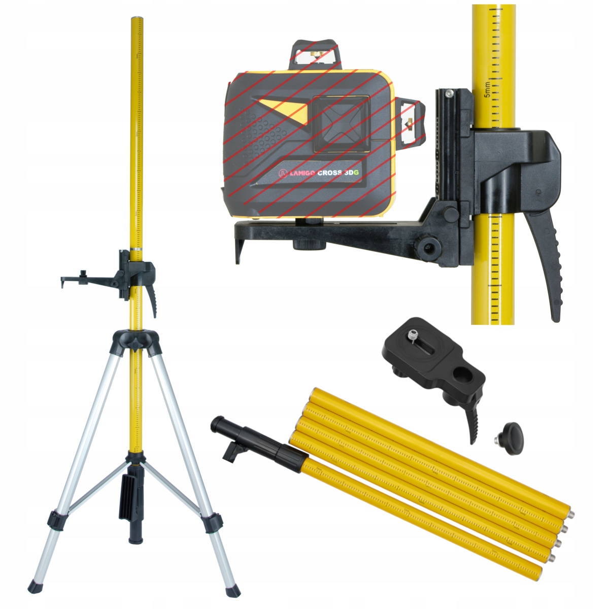 Teleskopická tyč Lamigo KR37 se závitem 1/4“ a 5/8“ s metrickou stupnicí