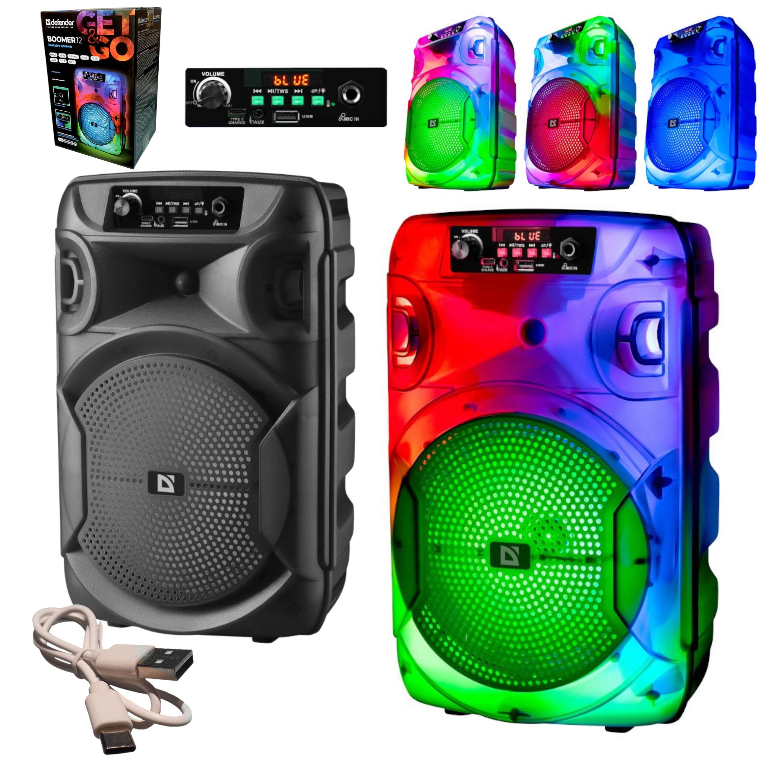 Bluetooth Reproduktor Boomer 12 15W Led/bt/fm/usb/aux/mic Bezdrátový