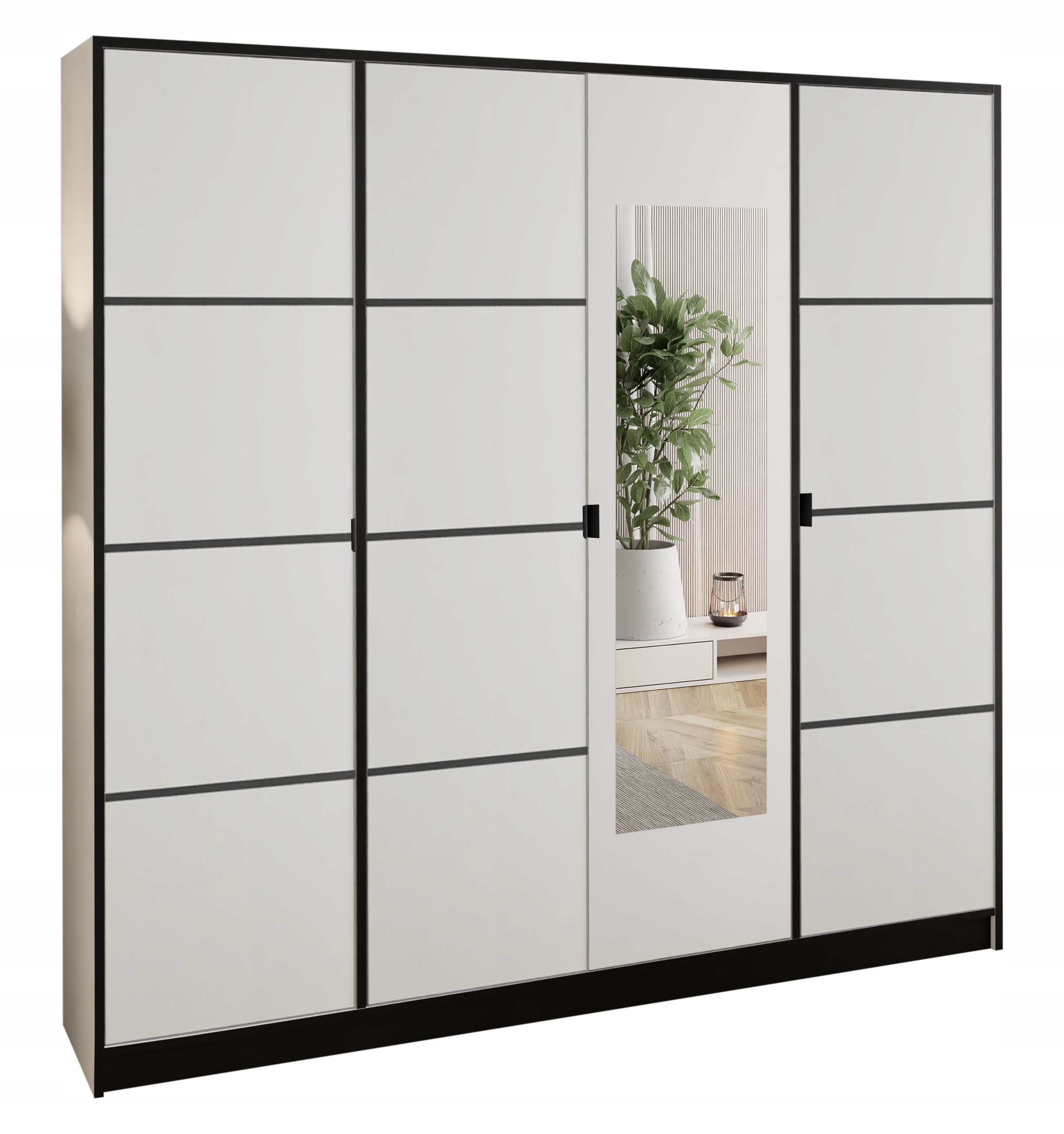 Skříň Bílá se zrcadlem Dior Vzor 2 úchytka černá