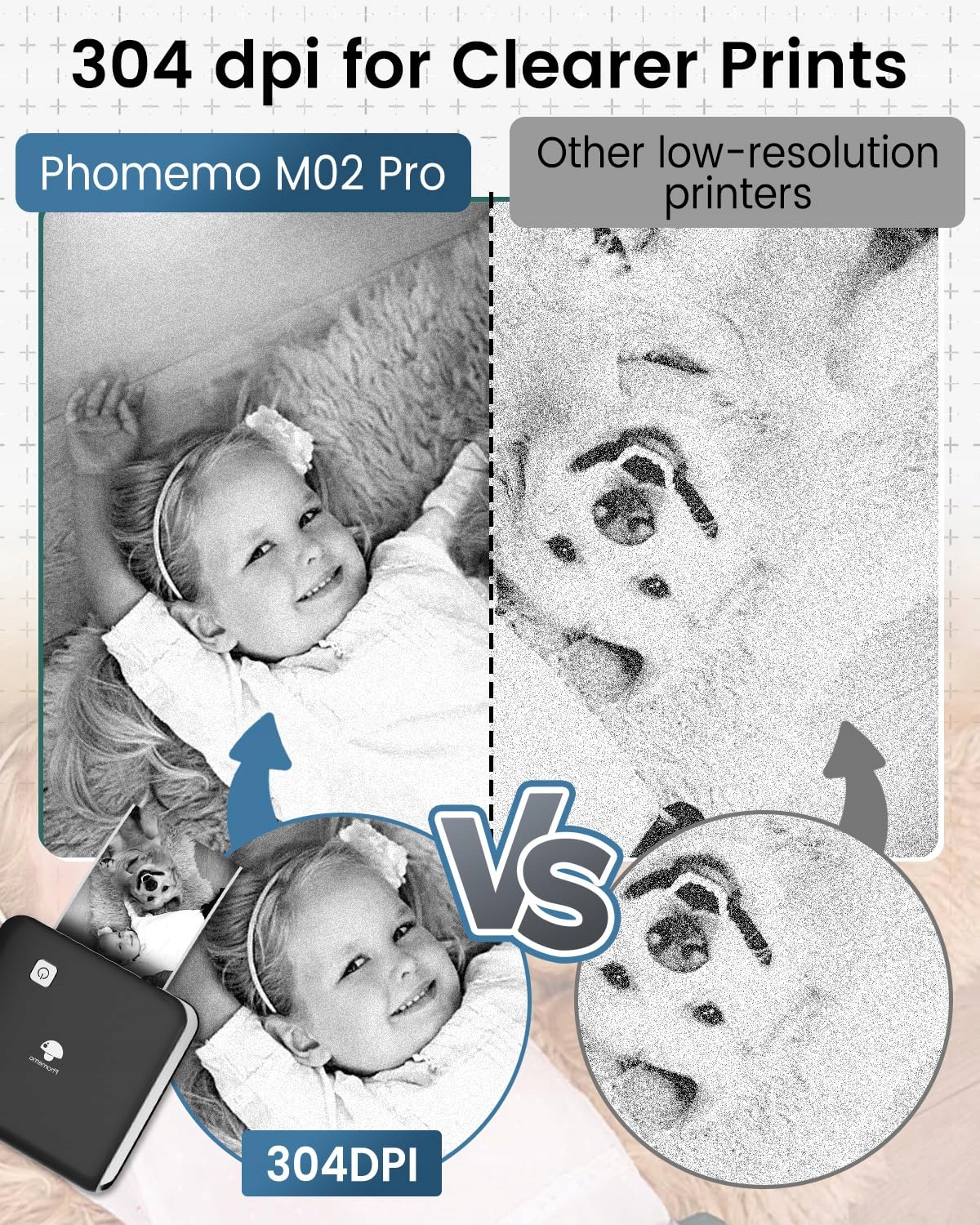PHOMEMO M02 Pro Mini Drukarka Termiczna 304 DPI Do Smartfona iOS Android — miniatura 4