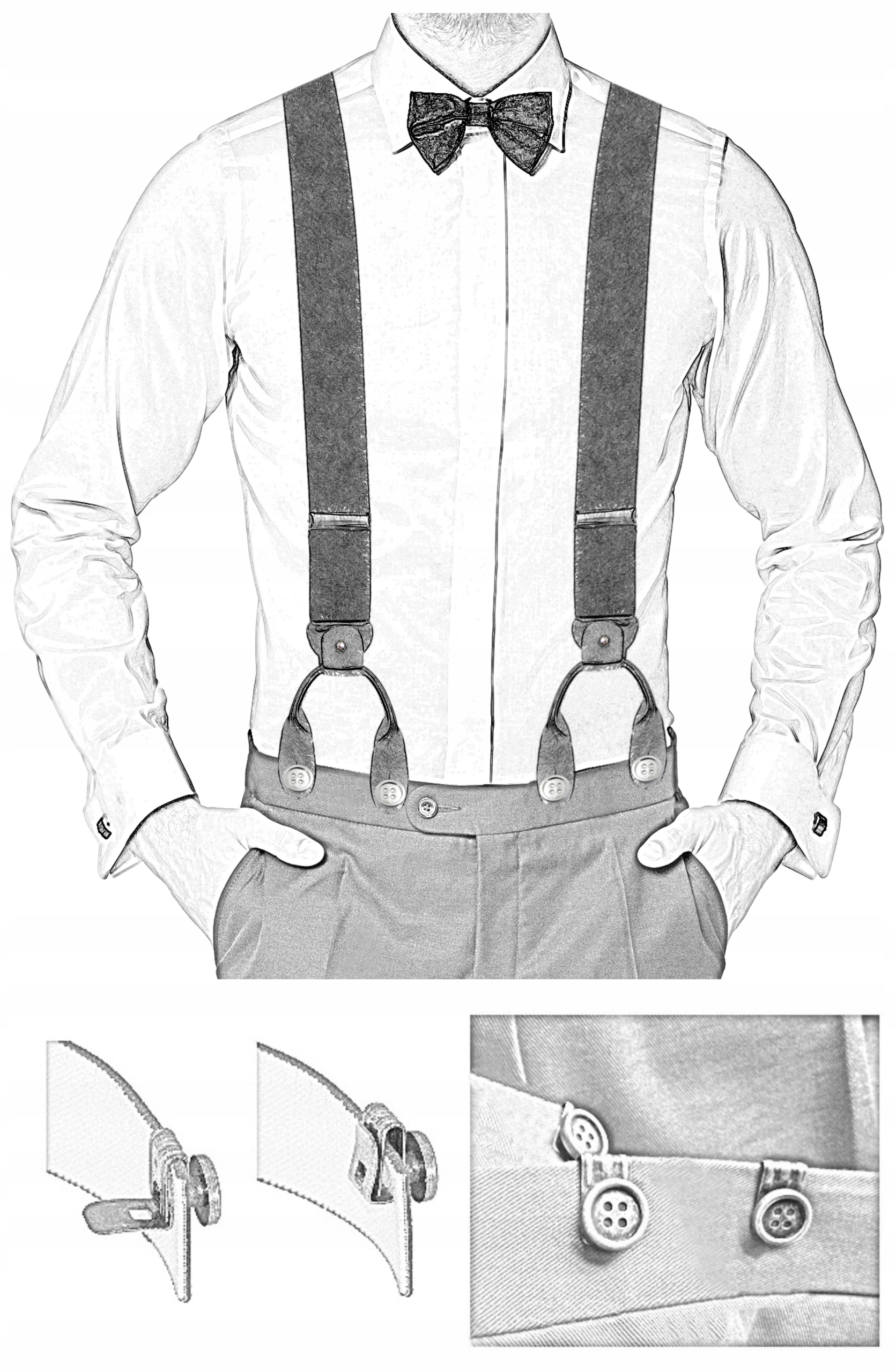 GUZIKI Z KLIPSEM, METALOWE, DO SZELEK, BRACE TAC Marka inna