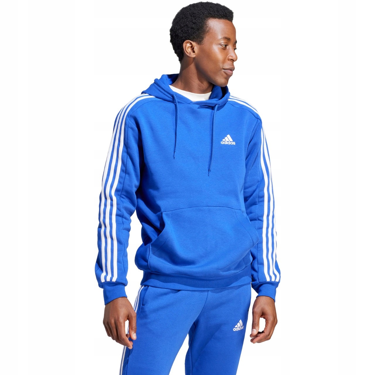 Pánská mikina adidas Essentials Fleece 3-Stripes Hoodie modrá IJ8934