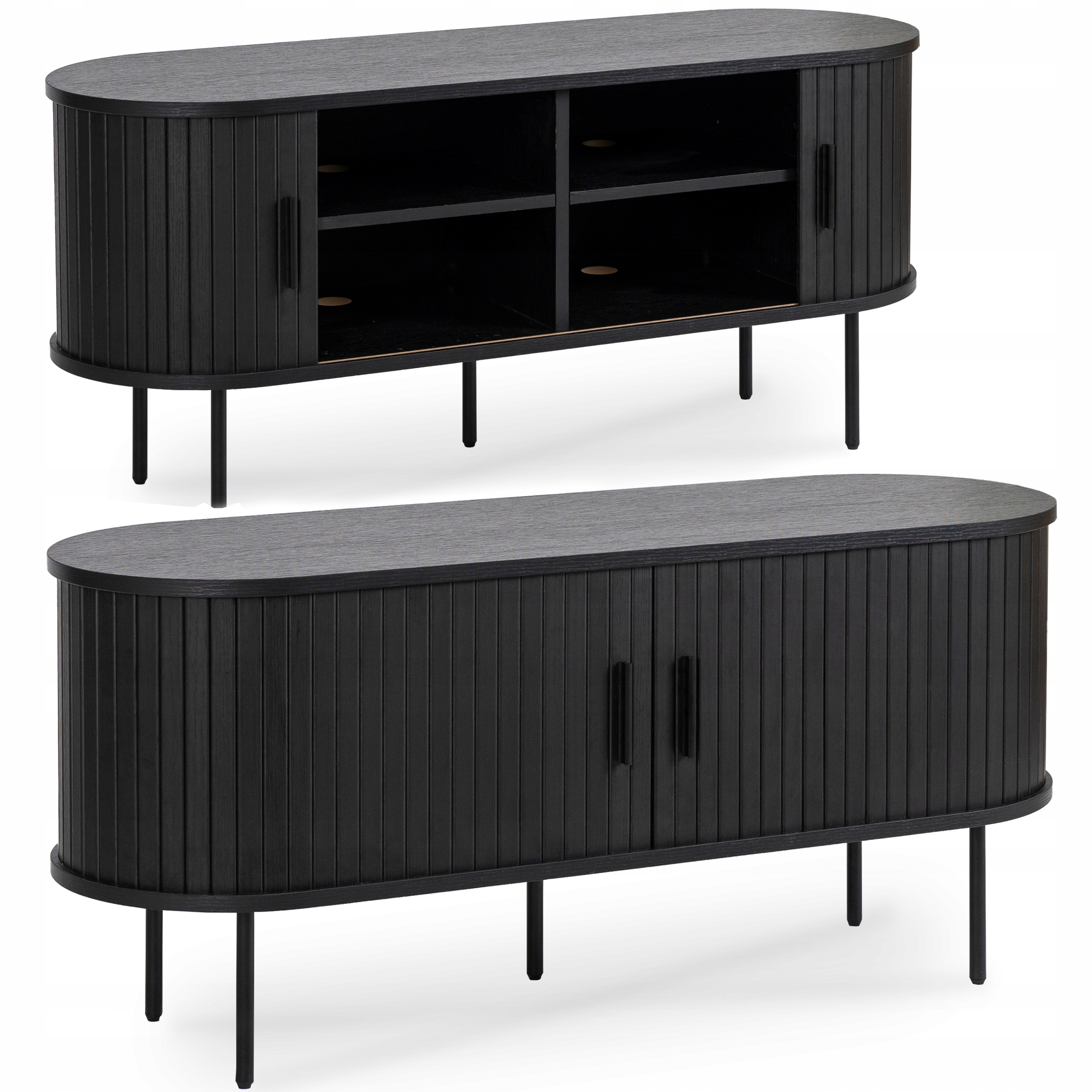 Rtv skříňka Černá Loft Pod Tv Komoda Stolek do obývacího pokoje Trish 120