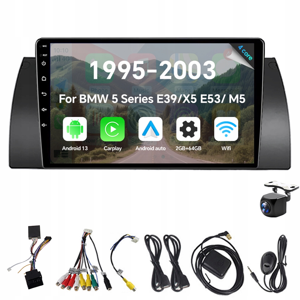 2Din Android 13 autorádio pro Bmw řady 5 E39 X5 M5 1995-2003 Carplay Gps
