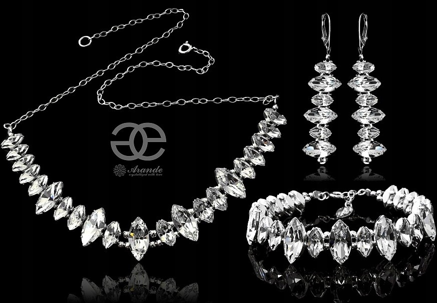 Svatební krystaly Krásný komplet Crystal Stříbro