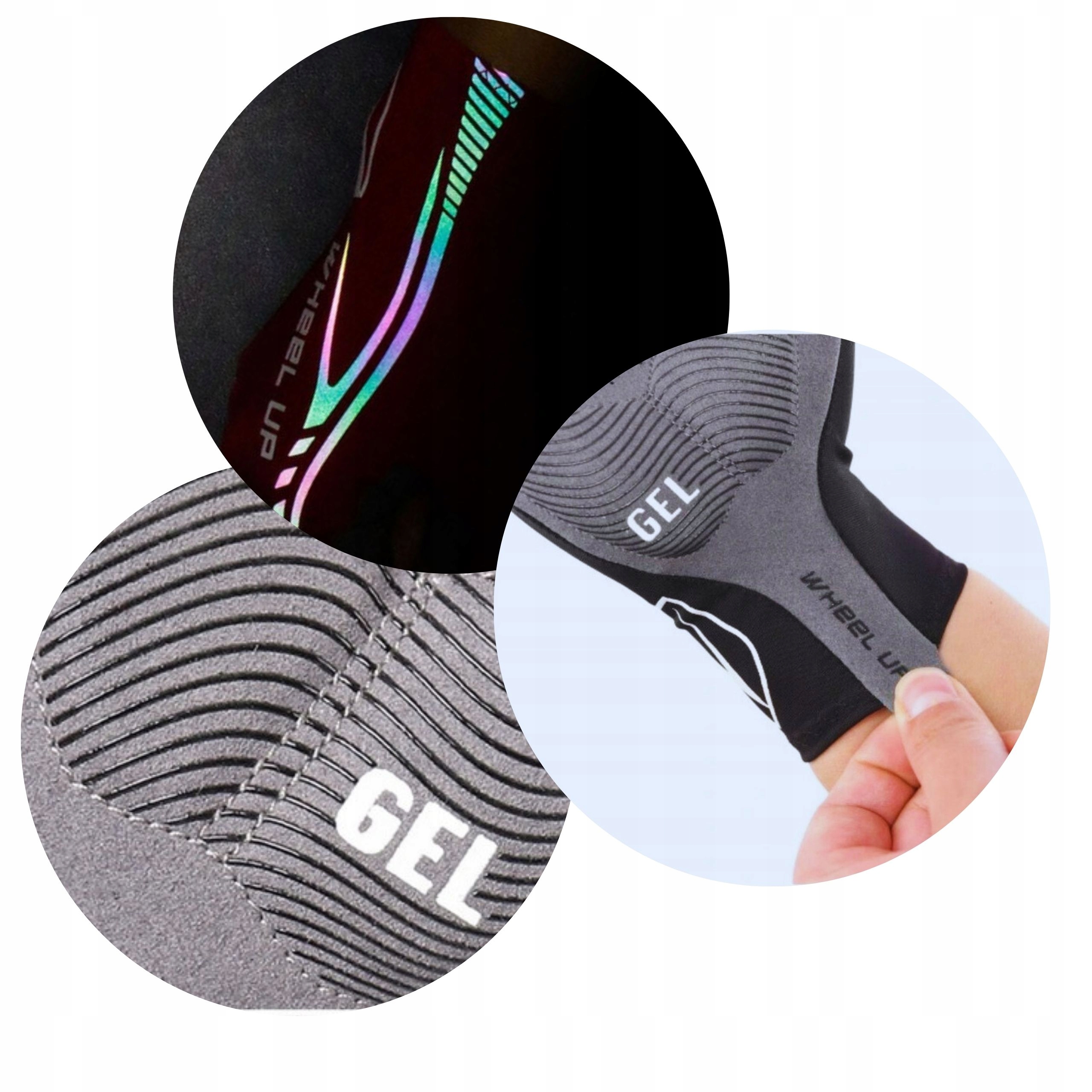 RĘKAWICZKI ROWEROWE DAMSKIE RĘKAWICZKI ROWEROWE BEZ PALCÓW ŻELOWE WHEEL UP Płeć produkt uniseks