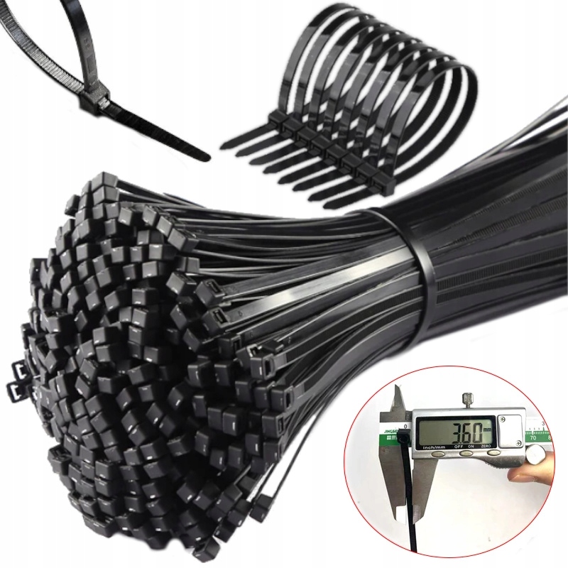 Mocne Opaski Zaciskowe Trytki Trytytki Obejmy Czarne 100 Szt 3,6 X 200mm