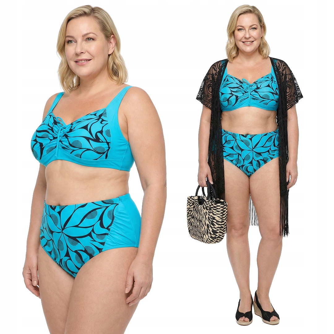 Modré dvoudílné oblečení s plus size vzorem velikost 48