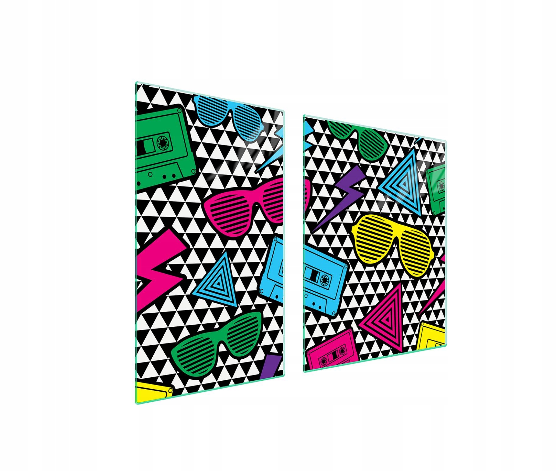 Ochranná sklenená doska na sporák 100x52 Pop Art. Tvrdené sklo Veľká 7v1