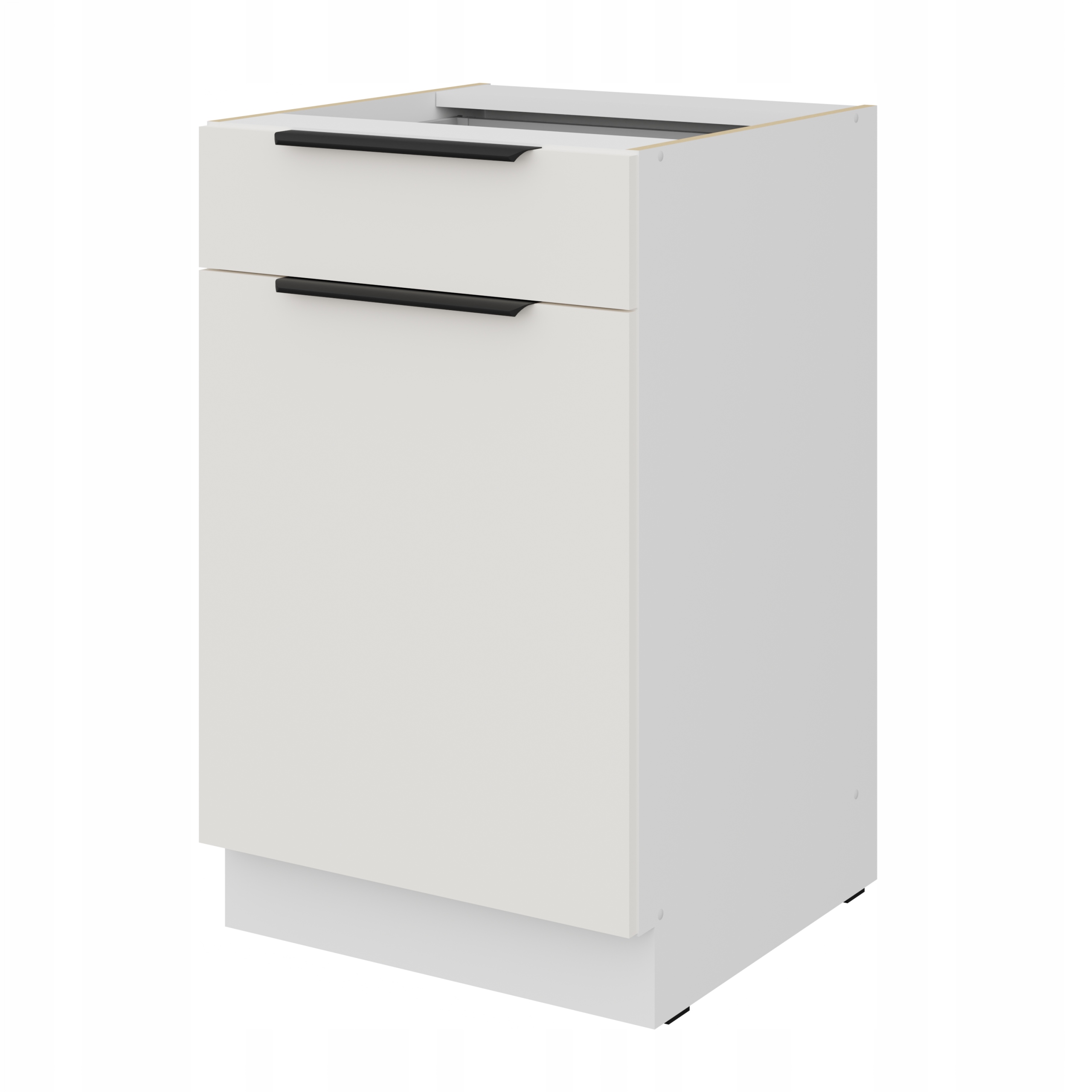Kuchyňská skříňka s zásuvkou 50 cm, kuchyňská skříňka s policí, bílá matná spodní strana