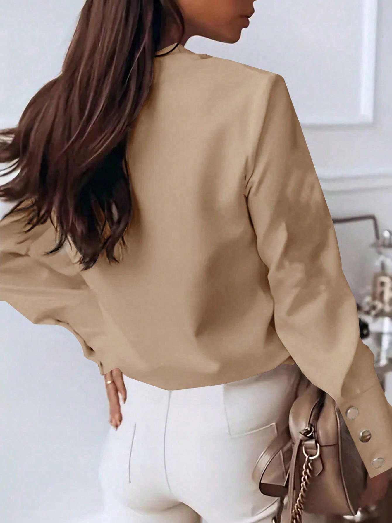 ELEGANCKA KOSZULA DAMSKA WIECZOROWA LUKSUSOWA GUZIKI BIZNESOWA LETNIA Rozmiar L