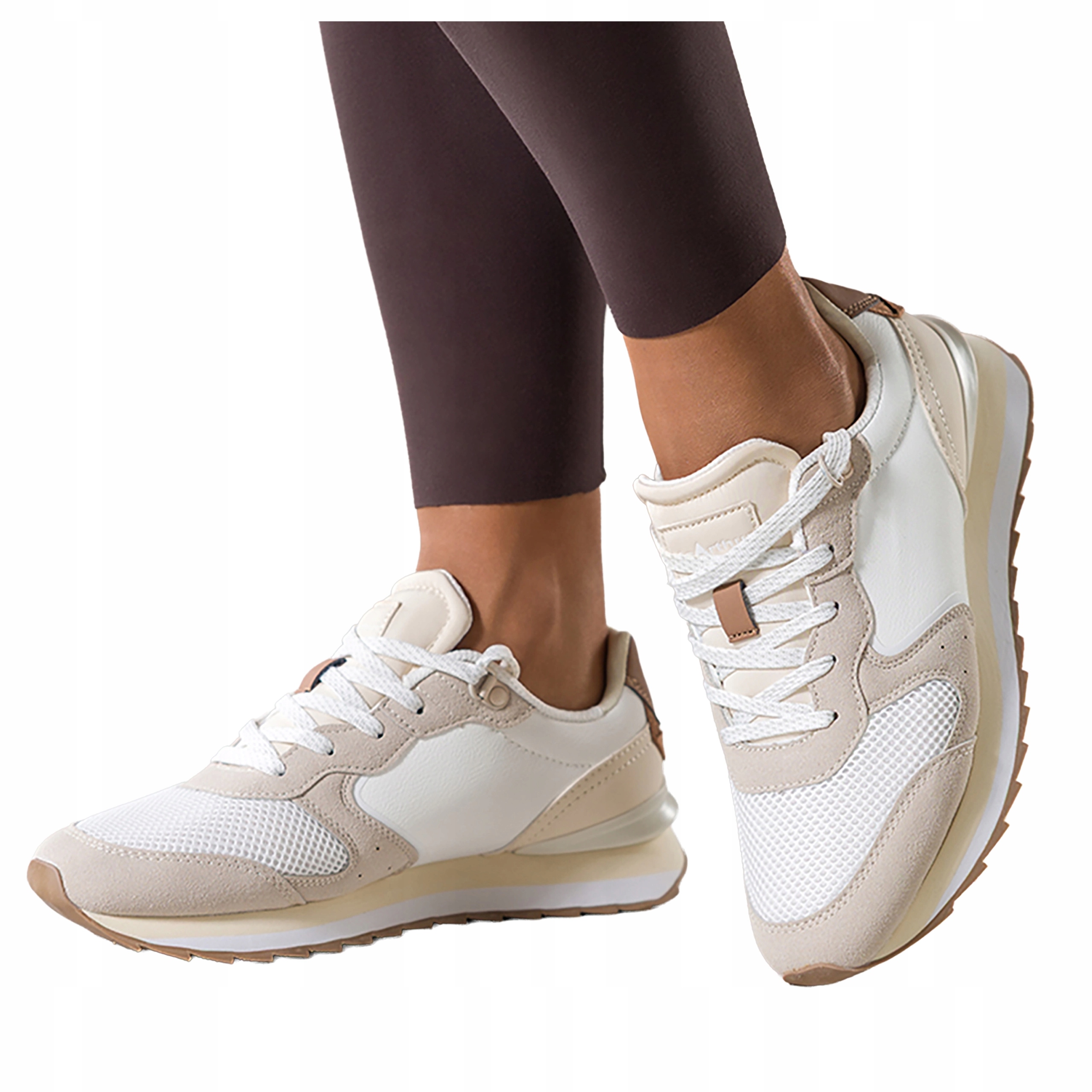 Sneakersy Béžové Dámské Sportovní Šněrovací Drážkovaná Podrážka Modne r 36