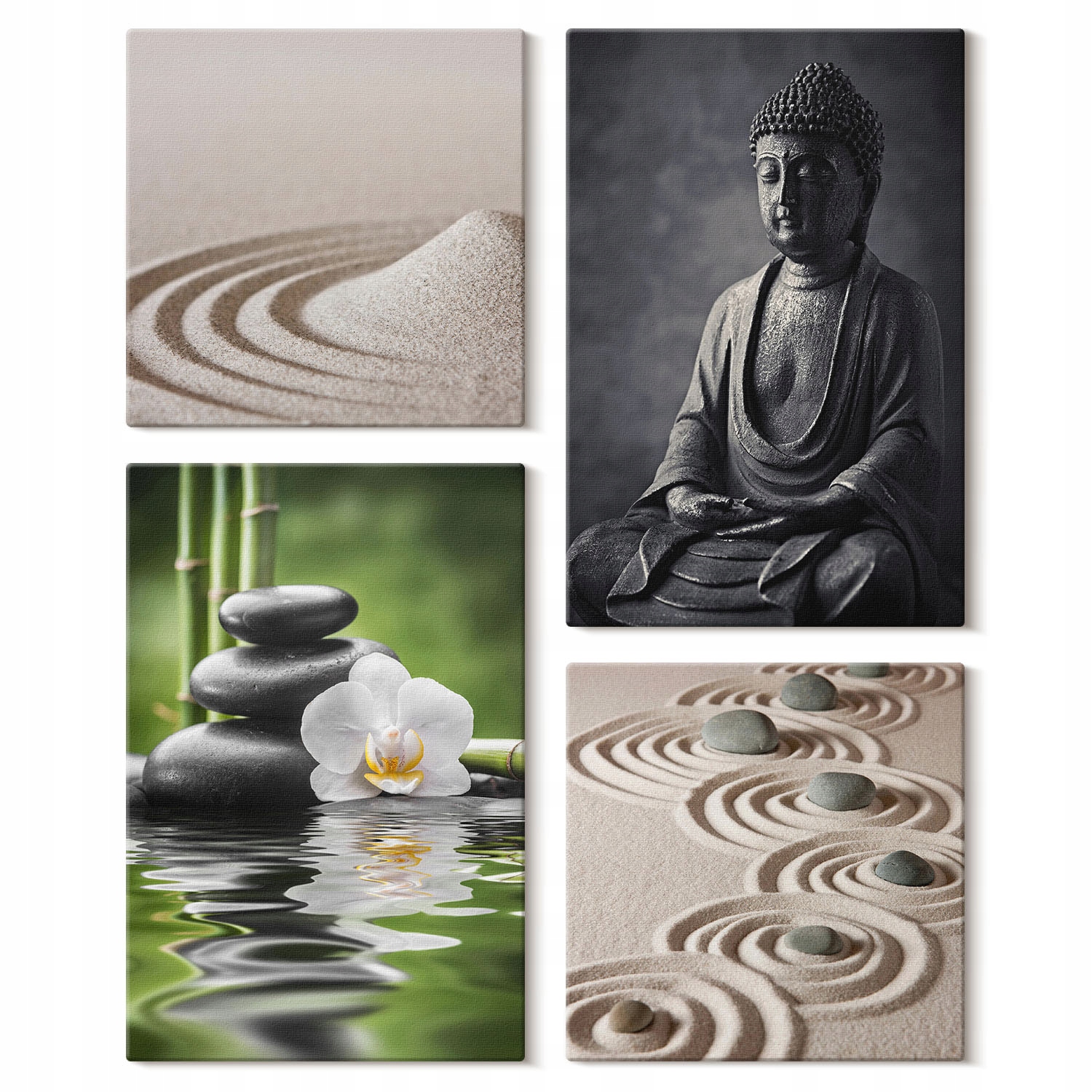 Galerie obrazů na plátně Sada dekorací Relaxační Buddha na pláži